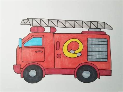 消防车简笔画画法 咿咿呀呀儿童手工网