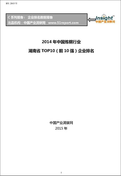 2014年中国炼钢行业湖南省TOP10企业排名_word文档在线阅读与下载_免费文档
