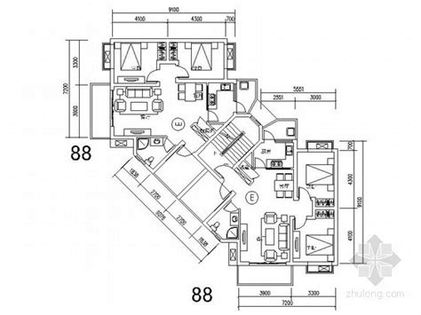 某11层拐角住宅楼户型平面图免费下载 - 建筑户型平面图 - 土木工程网