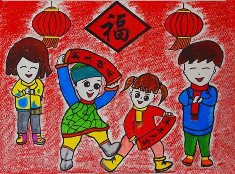 过年 儿童画 春节 狗 - 堆糖，美图壁纸兴趣社区