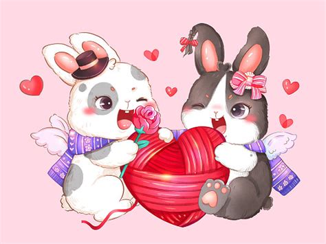 兔年情人节插画-兔年情人节插画设计图片素材-觅知网