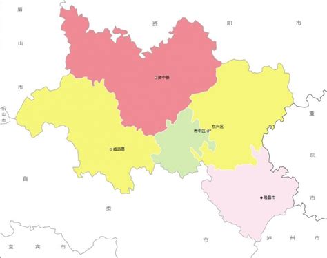 内江市行政区划地图：内江市辖2个区、2个县、代管1个县级市分别是哪些？