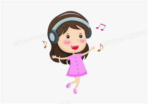 可爱听音乐的女孩插画-快图网-免费PNG图片免抠PNG高清背景素材库kuaipng.com