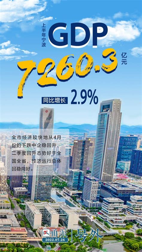 7260.3亿元，GDP增长2.9%！宁波经济“半年报”出炉