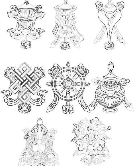 佛教, 宗教, 八宝, 八吉祥, 莲花, 吉祥图案, 红色, 螺, 吉祥结, 伞