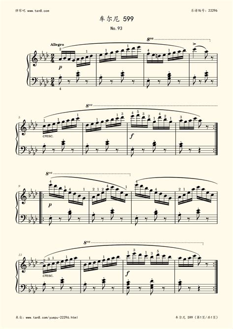 《车尔尼599 NO.93,钢琴谱》车尔尼|弹琴吧|钢琴谱|吉他谱|钢琴曲|乐谱|五线谱|简谱|高清免费下载|蛐蛐钢琴网