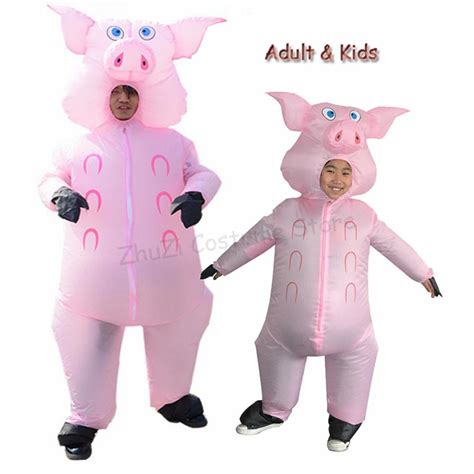 Купить Надувная розовая свинья Костюм Взрослые Дети Причудливое платье ...