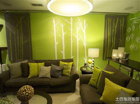 家装客厅绿色墙面漆效果图_土巴兔装修效果图