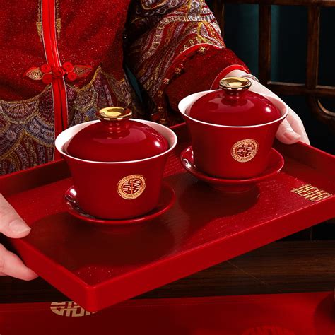 敬茶杯子喜碗结婚陪嫁碗筷茶具套装婚礼改口盖碗对杯婚庆用品大全-阿里巴巴