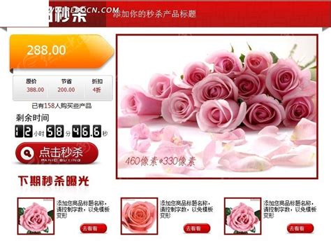 玫瑰花秒杀淘宝销售模板源码素材免费下载_红动中国