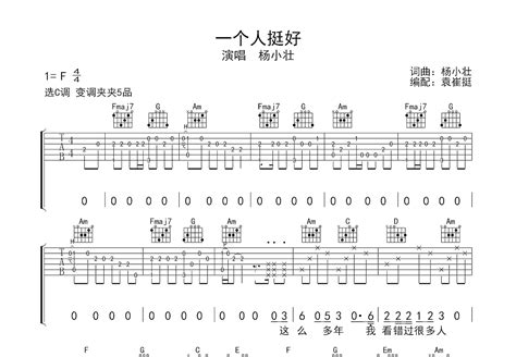 一个人挺好吉他谱_杨小壮_C调弹唱39%单曲版 - 吉他世界