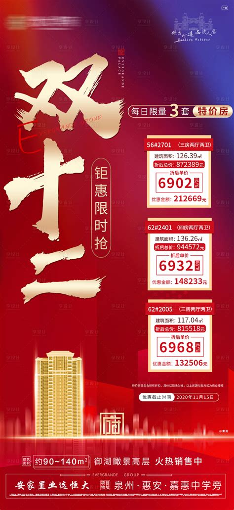 地产双十二特价房钜惠海报PSD广告设计素材海报模板免费下载-享设计