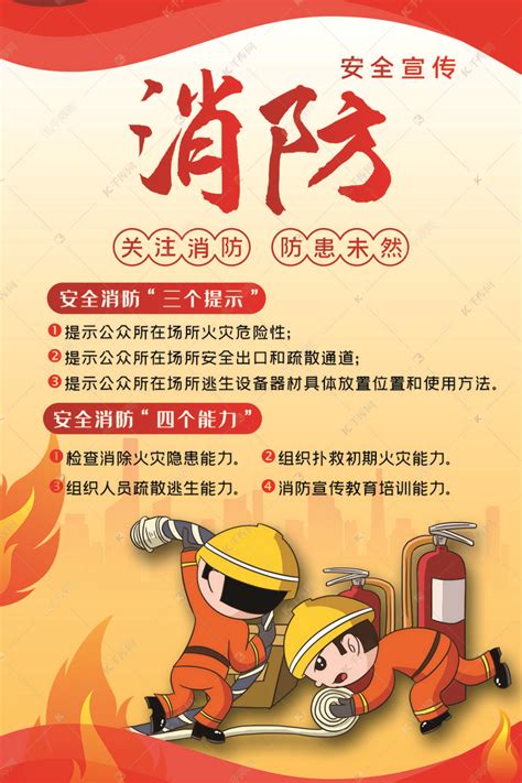 消防防火安全学习消防安全知识科普插画图片-千库网