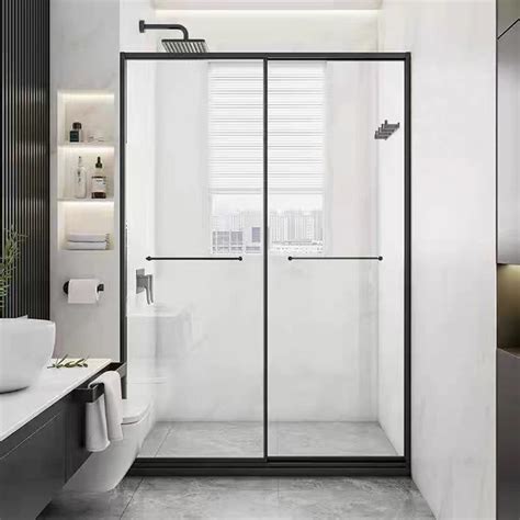不锈钢一字形淋浴房极简淋浴隔断门 浴室干湿分离洗澡间玻璃移门-阿里巴巴