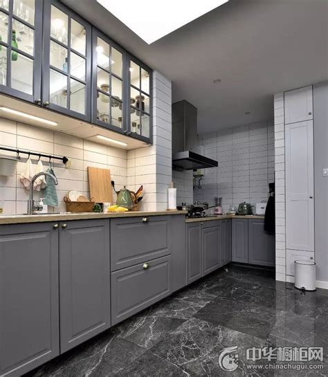 低调北欧风灰色橱柜设计效果图 开放式厨房设计图大全_精选图集-橱柜网