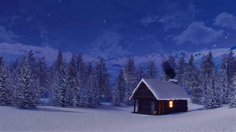 雪天里山里孤零零的小木屋视频素材_ID:VCG42N1084516174-VCG.COM