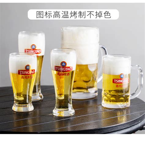 青岛啤酒专用啤酒杯商用500ml玻璃扎啤杯子大号1000ml精酿酒杯-阿里巴巴
