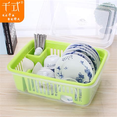 厨房装碗筷收纳盒碗柜带盖沥水置物架碗碟塑料放碗箱分层家用碗架-阿里巴巴