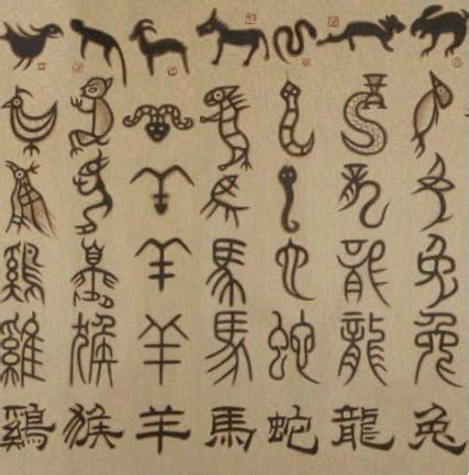 甲骨文字十二生肖图片
