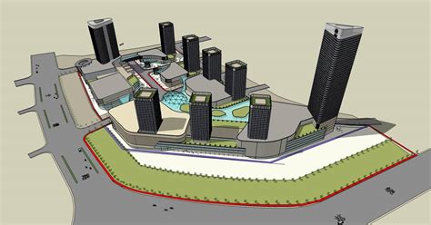 城市中心大型完整商业规划设计（包含cad总图）su模型下载-光辉城市