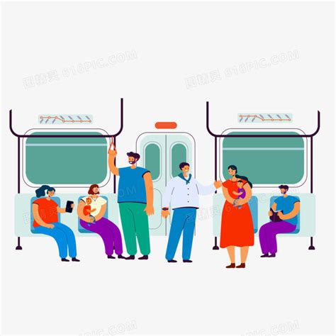 手绘公交地铁给抱小孩的乘客让座素材图片免费下载_PNG素材_编号vd9idkpg9_图精灵
