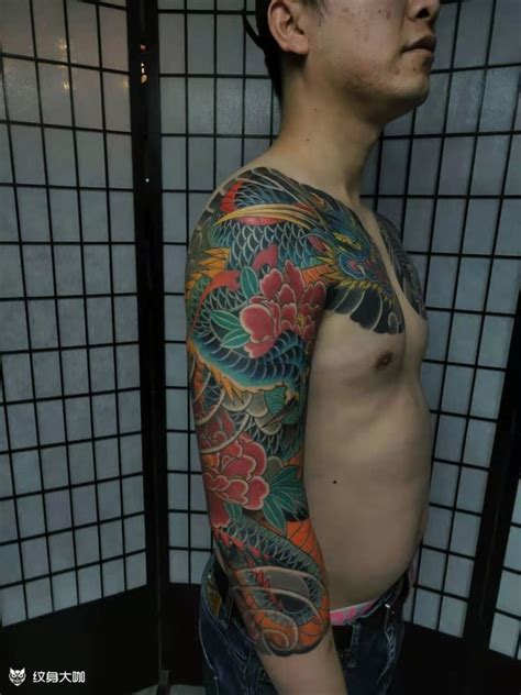 日式老传统半甲七分袖_龙胸部纹身图案大全 - 纹身大咖
