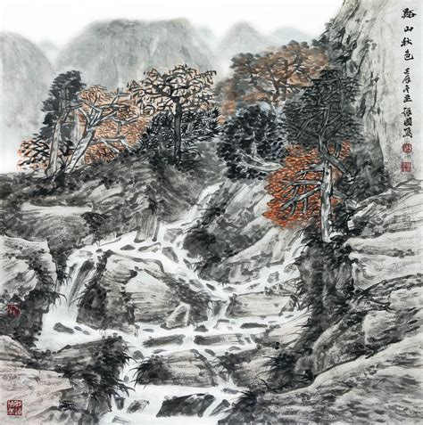 溪山秋色图图片