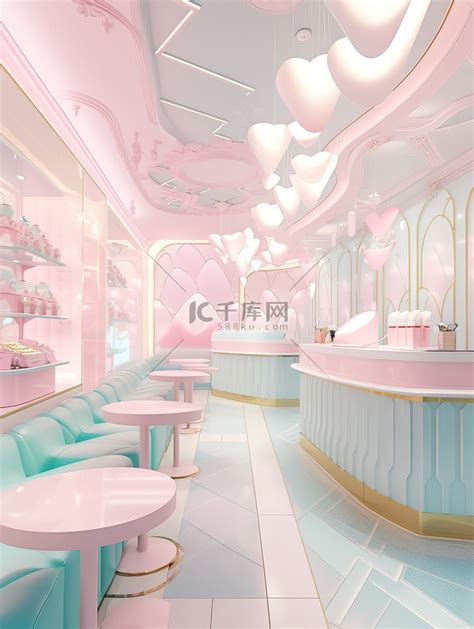 冰淇淋形状的彩色室内装饰6插画图片-千库网