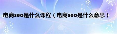 电商seo是什么课程（电商seo是什么意思）_重庆尹可科学教育网