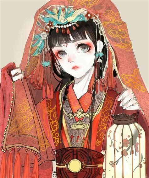古风嫁衣插画头像女生版