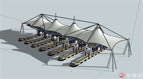 高速公路收费站SU模型[原创] - SketchUp模型库 - 毕马汇 Nbimer