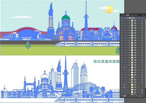 哈尔滨城市插画,宣传画册,画册/宣传单/广告,设计模板,汇图网www.huitu.com