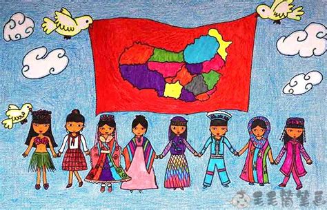 一组少数民族的儿童卡通蜡笔画，让孩子感受多样的中华民族风情|孩子|儿童画|创意_新浪新闻