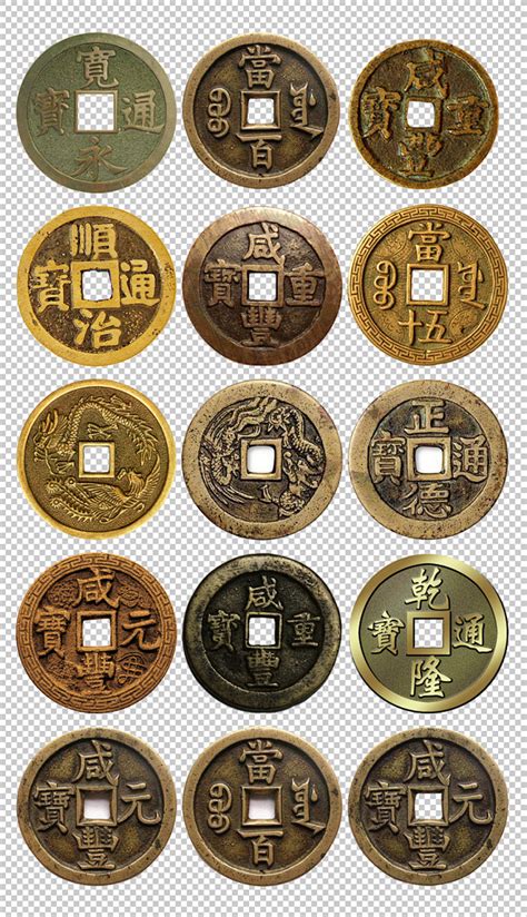 古代圆形方孔铜币高清图片下载_红动中国