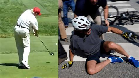 特朗普发布“恶搞视频”回应拜登摔倒：自己一记高尔夫球将其砸中|特朗普|高尔夫球|拜登_新浪新闻