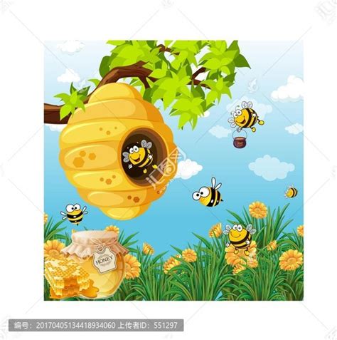 卡通手绘-采蜜的小蜜蜂设计矢量图-好图网