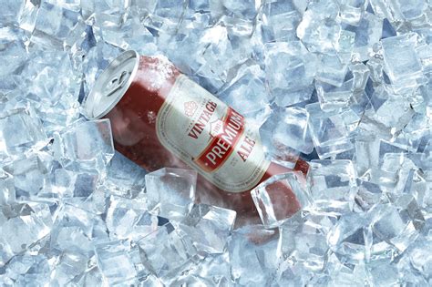 冰块冷冻啤酒易拉罐标签设计样机 Frozen Beer Can Mockup – 设计小咖