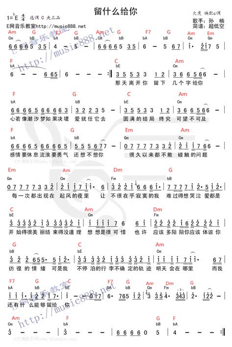 留什么给你 小阿枫版 小阿枫 吉他谱 和弦谱