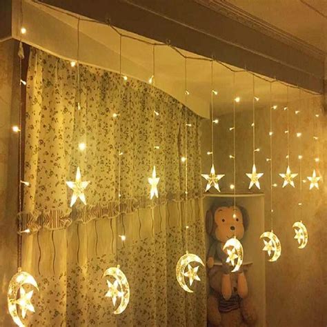 直供跨境LED星星窗帘灯彩灯星星月亮星伴月LED窗帘灯寝室房间装饰-阿里巴巴