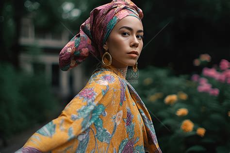 甜美女生头像头巾