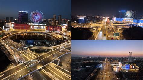 长春摩天活力城与高架桥夜景,都市风光,建筑摄影,摄影素材,汇图网www.huitu.com