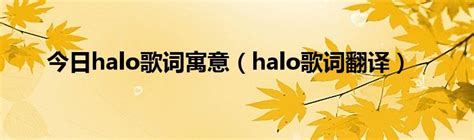 今日halo歌词寓意（halo歌词翻译）_华夏文化传播网
