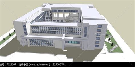 河北工业大学 行政楼建筑设计su模型 - SketchUp模型库 - 毕马汇 Nbimer