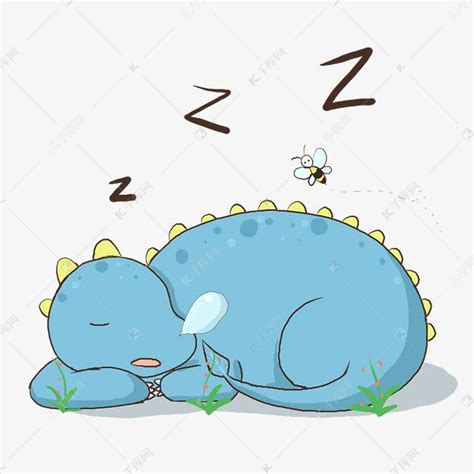 蓝色的睡觉的恐龙插画素材图片免费下载-千库网