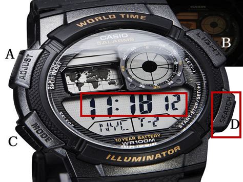 卡西欧WR20BAR电子手表怎么调时间