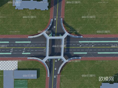 现代十字路口天桥马路3D模型下载_ID10036918_3dmax免费模型-欧模网