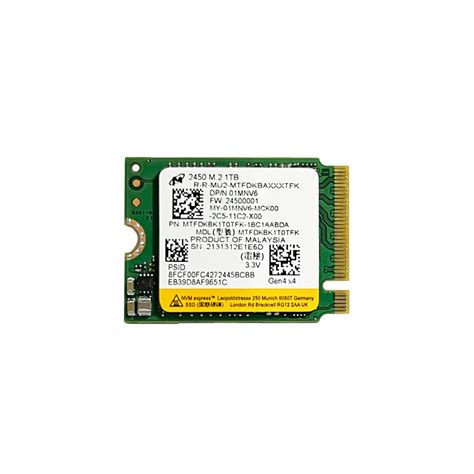 Micron 2450 M.2 2242 MTFDKCD1T0TFK 1TB PCIe Gen4x4 NVMe SSD Pyrite For ...