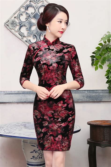Woven Floral Qipao / Cheongsam Evening Dress - CozyLadyWear