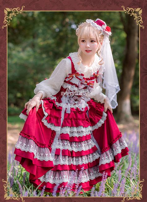 原创lolita宫廷风连衣裙萝莉洋装sk公主蕾丝长裙新年红欧式古典j-阿里巴巴