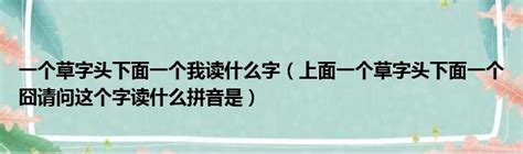 一个草字头下面一个我读什么字（上面一个草字头下面一个囧请问这个字读什么拼音是）_第一生活网